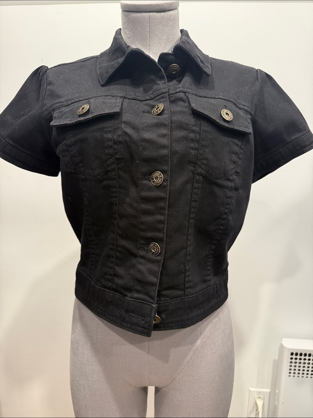 Liquid Black Cropped Denim Jacket Medium